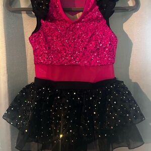 Weissman Fuchsia and Black Sequin Kids Dance Costume